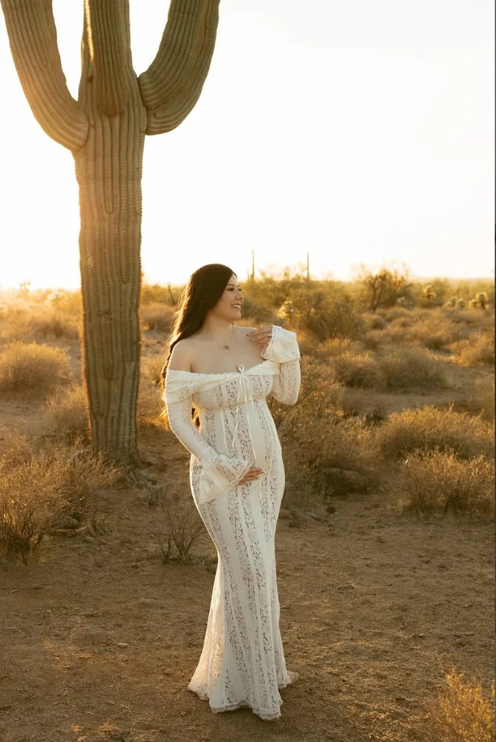 Georgette Lace Maxi- Ivory