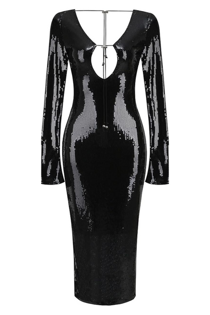 Hailey Sequins Midi- Black