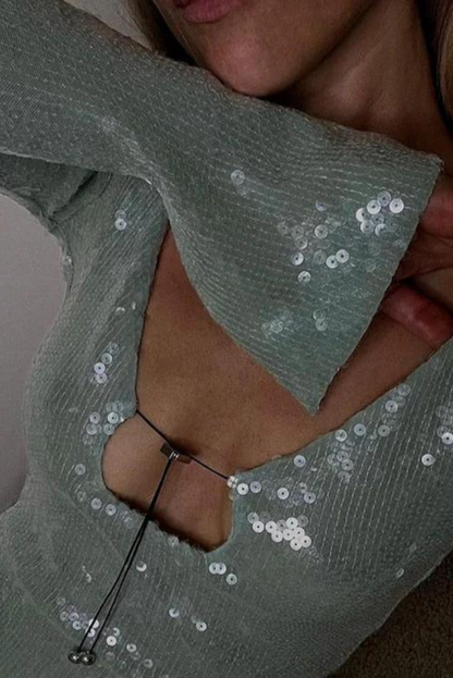 Hailey Sequins Midi- Mint