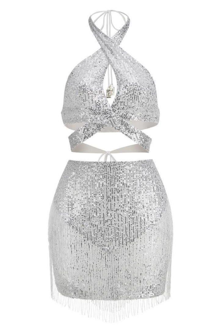 Kya Sequin Set- Silver