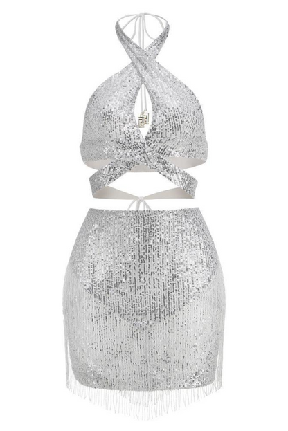 Kya Sequin Set- Silver