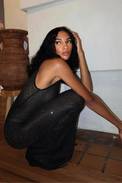Levina Sequin Maxi- Black