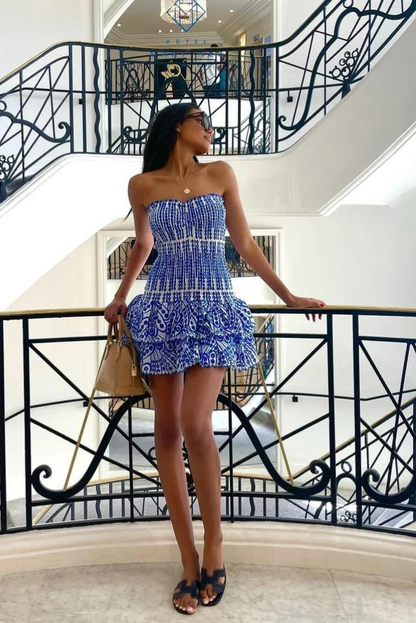 Monaco Mini Dress- Blue