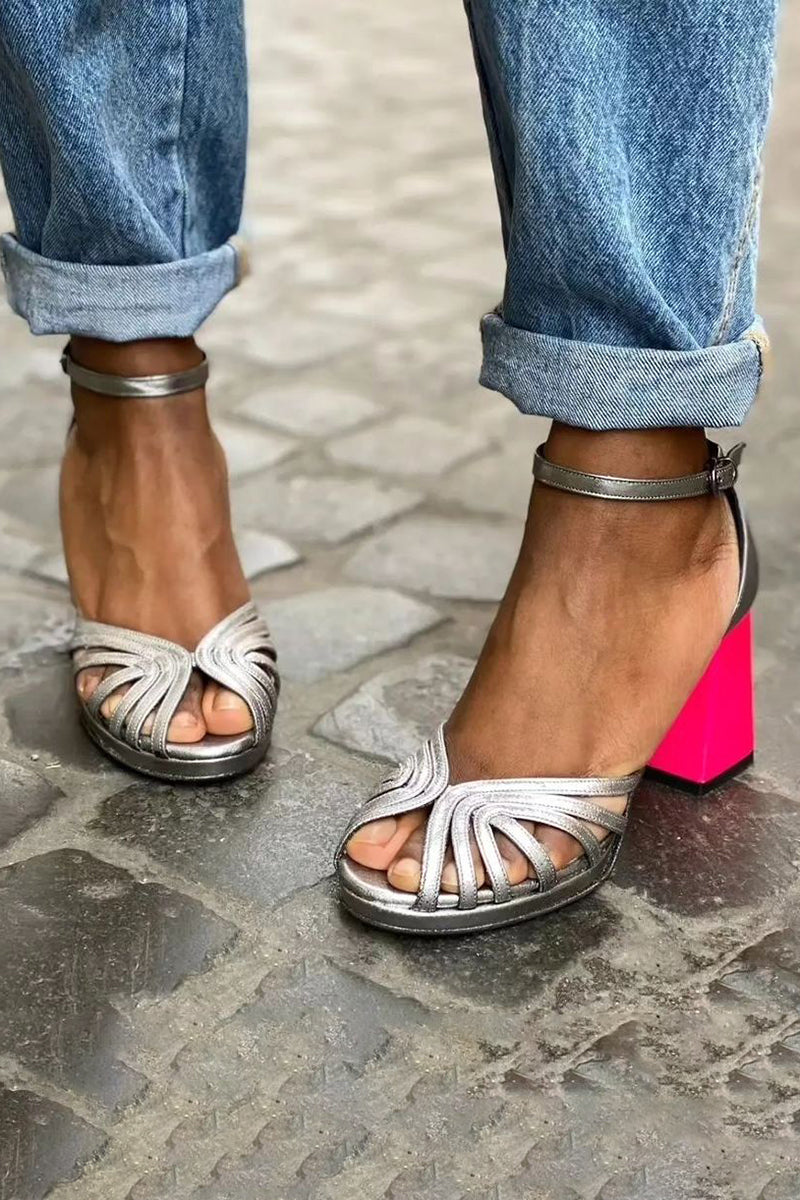 Naelle | Clear Sandals with Thick Heel and Elegant Buckle