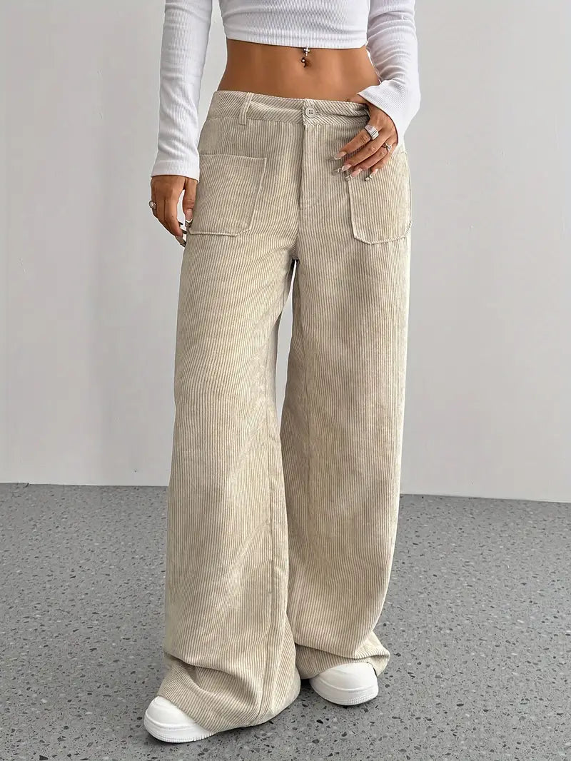 Women's High-Waisted Corduroy Pants | Wide Leg