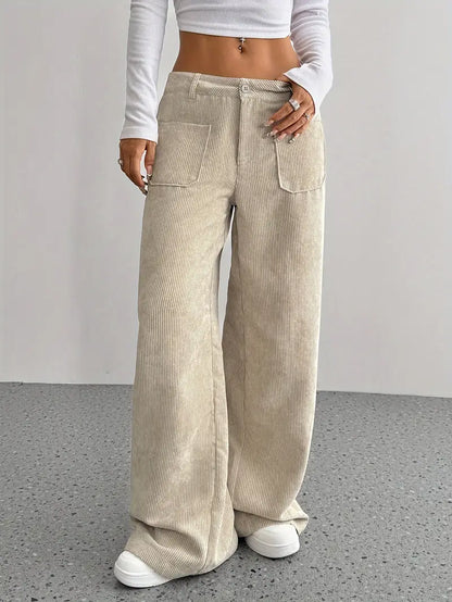 Women's High-Waisted Corduroy Pants | Wide Leg