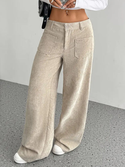 Women's High-Waisted Corduroy Pants | Wide Leg