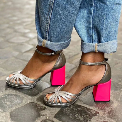 Naelle | Clear Sandals with Thick Heel and Elegant Buckle