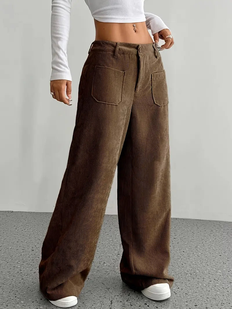 Women's High-Waisted Corduroy Pants | Wide Leg