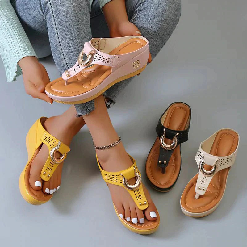 Blair | Platform Sandals - Toe Post & Metallic Ring - Everyday Comfort