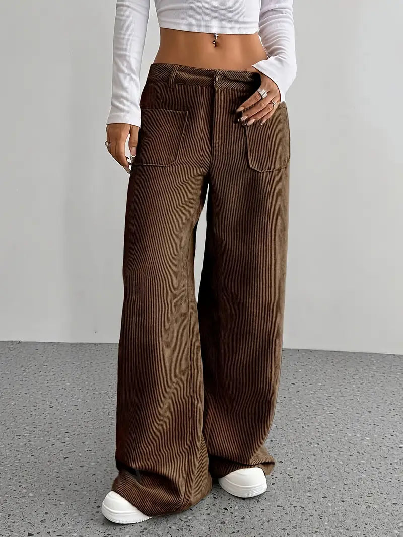 Women's High-Waisted Corduroy Pants | Wide Leg